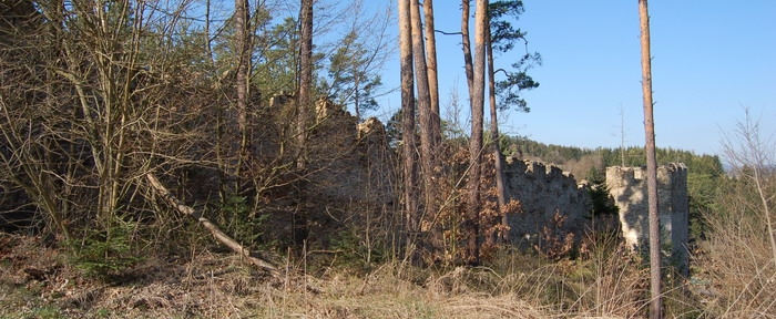 Die Bhmische Mauer - rechts vom Torturm von auen  Eigene Aufnahme 2007