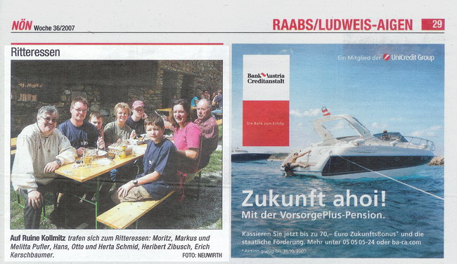 Ritteressen in der Ruine Kolmitz - "N�N" Woche 36 05.09.2007 - Waidhofner Zeitung - Seite 29